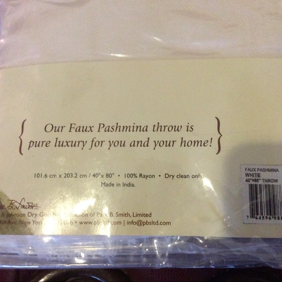 New Faux Pashmina 40” by 80” rayon white throw - Picture 2 of 2